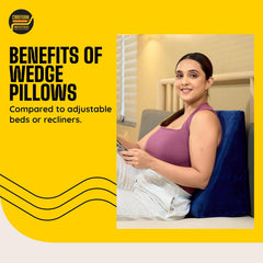 Wedge Pillow Memory Foam For Back Support, Blue - 18 L X 17.5 W X 10 H Inch | Wedge Cushion Pillow, Acid Reflux, Snoring, Gerd, Leg Elevation, Pregnancy | Multifunctional Bed Wedge Pillow
