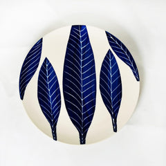 Patram Hand Painted Ceramic Quarter Plates Set Of 4 - White & Blue | Small Side Plates For Dinner & Snacks - 7 Inch, 4 Pieces, Microwave Safe