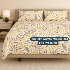 King Size Bedsheet With 2 Pillow Covers - 108 X 108 Inches, Cream & Brown | Wrinkle & Fade Resistant Bedding | Perfect For Homes, Hotels, Villas, Resorts & Guest Houses