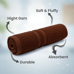 Zahya Terry Cotton Hand Towels 800 Gsm | Soft, & Absorbent Hand, Face, Gym & Travel Use (Brown) - Pack Of 4