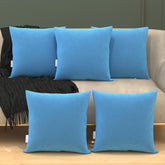 Microfiber Square Pillow, Cushion For Sofa, Car & Decoration, Sky Blue - 12 X 12 Inch | Throw Pillow, Back & Neck Support, Hypoallergenic, Washable, Sky Blue Velvet Cover - Pack Of 5