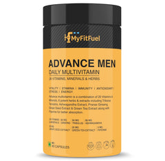 Myfitfuel Men Advance Daily Multivitamin 26 Vitamins, Minerals, Herbs, Extracts & Piperine 95% | 60 Capsules , 100gm 0.2lbs