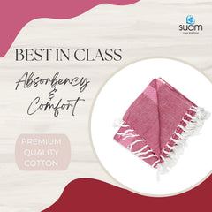Suam Candy Cotton Towel 400 Gsm | Quick Dry, Soft & Absorbent Ideal For Bath, Beach, Gym & Travel (Carmine Red & Brick Pink)