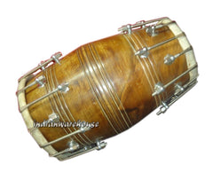 Sheesham Wood Double Bolt Tuned Dholak Drums - Brown | Perfectly Symmetric Round Dholak - Dholak For Festival, Wedding, Satsang | Very Easy To Tune