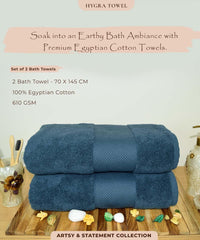 Rangoli Soft Absorbent Durable Towels Earthly Egyption Cotton Plush Luxurious Large Size Bath Towel 1000 Gsm (Teal)- Pack Of 2