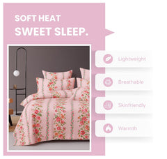 Cotton Double Bedsheets King Size With 2 Pillow Covers | Size 78 X 72+10 Inches, Light Pink-All Around Elastic Fitted Design Bedsheet