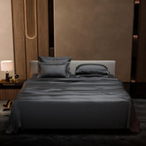 1 Flat Bedsheet King Size With 4 Pillow Cover - 108 X 108 Inches, Dark Grey | Wedding, Bedroom, Date Night Collection | 300 Thread Count