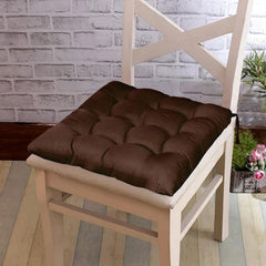 Chair Cushion Pad, Soft & Comfortable Sitting, Chair Pad - Brown Color | Microfiber Square Chair Pad With Ties | Chair Seat Cushion For Office & Home, Floor Pillow, Washable - Pack Of 2