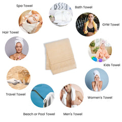 Micro Cotton Remy Basel Luxury Terry Cotton Bath Towel 550 Gsm | Super Comfortable 100% Long Staple Cotton Bath Towel (Butter Cream)