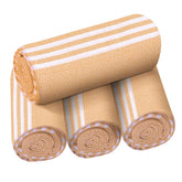 Destin Home Turkish Peshtemal Beach Towels 1.5 Kg | Cotton Soft, Lightweight, Quick-Drying & Absorbent For Beach Pool Spa Picnic Travel (Yellow)- Set Of 4