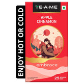 TE-A-ME Embrace Apple Cinnamon Tea - 25 Tea Bags | Boosts Energy, Reduces Fine Lines & Wrinkles - Sugar Free, Caffeine Free | Enjoy Hot Or Cold - Fruit Tea Bags