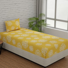 1 Single Bedsheet With 1 Pillow Cover | Durable & Long Lasting Fabric, Easy Hand & Machine Wash | Size - 55 X 88 Inches, Yellow
