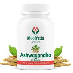 Moolveda Ashwagandha Tablets, Energy, Stress Relief & Immune Support, Improves Strength, Energy & Overall Wellbeing | Rejuvenates Mind & Body | 60 Veg Tablets 100gm 0.2lbs