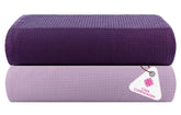 Casa Copenhagen Designed In Denmark Waffle Super Soft 2 Pieces 100% Cotton Large Bath Towel 525 Gsm - Dark Purple & Purple Rose