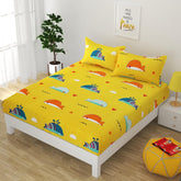Printed Kids Bedsheet For Queen Size With 2 Pillow Covers - 90 X 100 Inches, Yellow | Soft & Skin-Friendly Fabric | Suitable For All Seasons