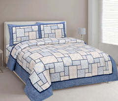 Jaipuri Bedsheet King Size With 2 Pillow Covers - 90 X 108 Inches, White & Cream | Luxurious Comfort & Breathability | Super Soft Breathable & Wrinkle Free