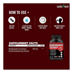 Adorreal Pomegranate Fruit Extract, Rich In Antioxidants For Healthy Body, Helps To Fight Against Harmful Free Radicals | 120 Capsules 150gm 0.3lbs