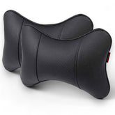 Faux Leather Car Neck Rest Pillow, Pillow Compatible With All Cars - Black | Neck & Head While Driving Pillow For Neck Pain Relief | Light Weight & Easy To Clean, Wash - Pack Of 2