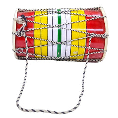 Kids Dhol Or Dholak With 2 Sticks - Multicolor | Perfectly Symmetric Round Dholak - Dholak For Festival, Wedding, Satsang | Punjabi Dhol Drum, Housewarming Gifts