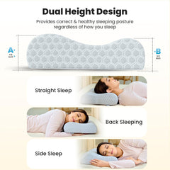Gel Memory Cervical Neck Pillow For Pain Relief Sleep, Light Grey - King Size | Improves Posture & Spinal Alignment, Neck Pain Relief Cushion, Ultra Responsive, Washable Cover - Pack Of 1
