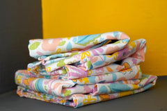 Crazyweaves 100% Cotton Lunch Towel For School Kids, Office Towel, Hand & Kitchen Towel 400 Gsm (Pack Of 4)- Flower Print Multicolor