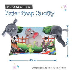 Soft & Cozy Pillow For Kid's, Comfortable Pillow For 2 Year Old's Elephant Print, Grey - 12x18 Inches | Suitable For All Sleepers, Multipurpose & Comfortable, Breathable - Pack Of 3