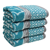 Stamio Cotton Hand Towels 490 Gsm | Towel For Men & Women Home Kitchen Use, Gym, Wash Basin, Sports, Travel | Jacquard Towel Light Green (Set Of 4)