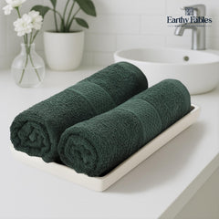 Earthy Fables Basic Hand Towel 400 Gsm | Pure Carded Cotton, Soft, Absorbent, Quick Dry & Skin-Friendly Towel - Pack Of 2 (Dusty Green)
