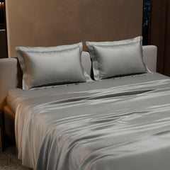 Satin Bedsheet King Size Bed With 2 Pillow Covers | 90 X 108 Inches, Mist Grey | Premium Bedding Set, Gifts For Couples, Wedding, Anniversary