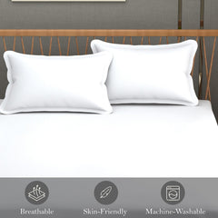 Queen Size Solid Plain Bedsheet Set Includes 2 Pillow Covers - 90 X 95 Inches, White | Exceptional Softness & Breathability | Premium Microfiber Material