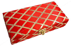 Decorative & Attractive Box Cash Box, Shagun Box, Jewellery Box, Money Box Envelop Wedding, Gift Box, Bangel Box Patola Design, Random Colour - Red, Material - Wooden