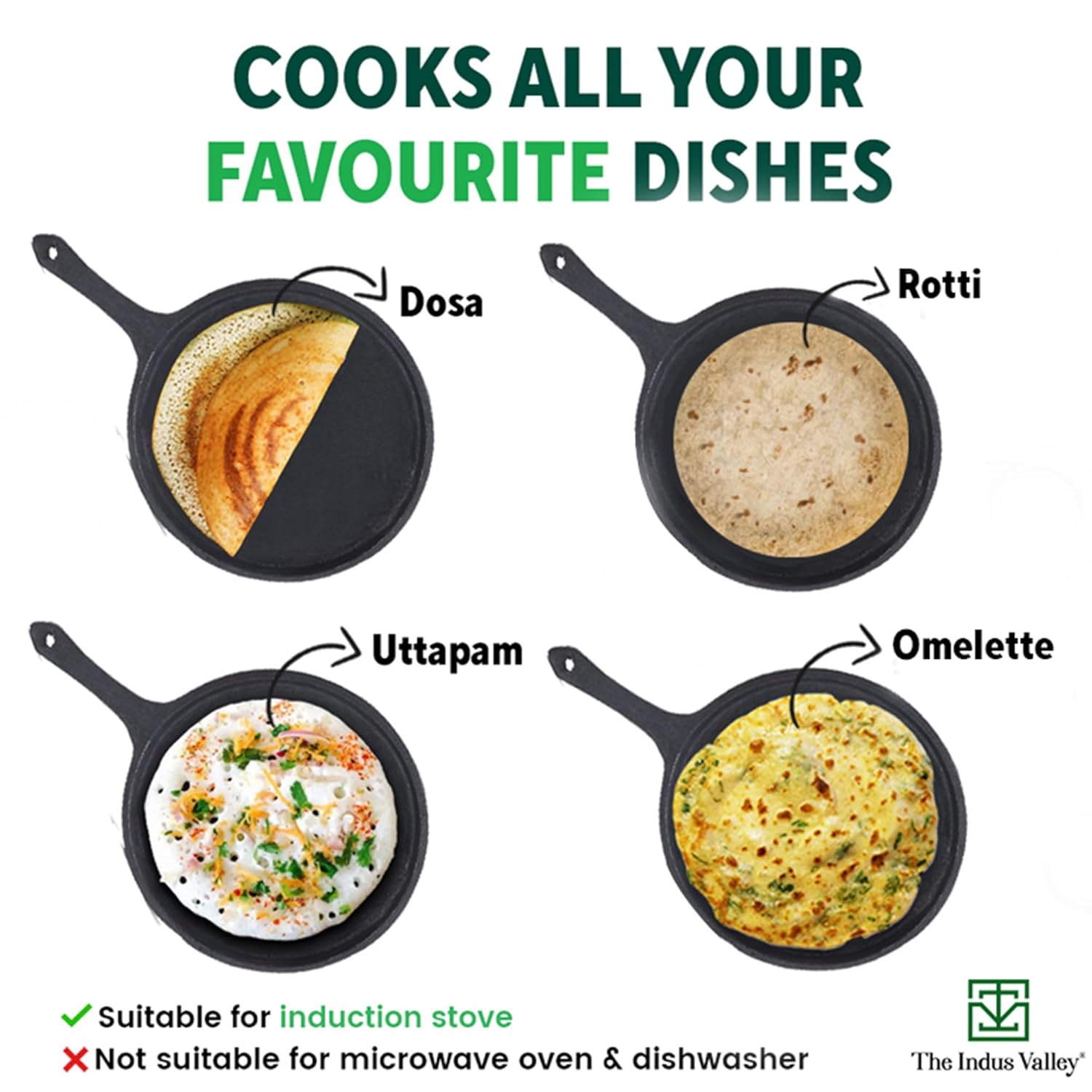 Pre-Seasoned Black Cast Iron Tawa For Dosa, Chapathi - 25.7cm, 10 Inch, 2 Kg | Induction Friendly, Naturally Nonstick, 100% Pure & Toxin-Free, No Chemical Coating Pre-Seasoned Black Cast Iron Tawa For Dosa, Chapathi - 25.7cm, 10 Inch, 2 Kg | Induction Friendly, Naturally Nonstick, 100% Pure & Toxin-Free, No Chemical Coating