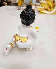 Laddu Gopal Kanha Ji Statue, Bal Gopal Ji Murti, Marble, White, Idol - Size No.6, For Gift Home Pooja, Gift Good Luck Size - 6 Inch | Traditional Deign, Washable, Made In Indian