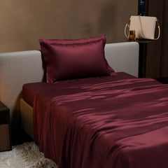 Single Bedsheet With 1 Pillow Cover - 60 X 90 Inches, Velvet Wine | Premium Bedding Set, Home Decor, Wedding Gift For Couples, Housewarming, Anniversary