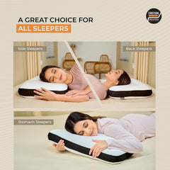 Orthopedic Memory Foam Pillow For Comfortable Sleep, White - 24 X 15 X 5 Inch | For Neck & Shoulder Pain Relief With Removable Zipper White Jacquard Cover | Back, Stomach Sleepers - Pack Of 2