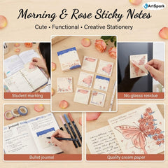 Sticky Notes – 200 Sheets Morning & Rose Memo Pad For Study, Writing, Planning (Stranger Rose)