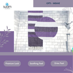 Suam Candy Cotton Towel 400 Gsm | Quick Dry, Soft & Absorbent Ideal For Bath, Beach, Gym & Travel (Damson Purple & Cloud White)