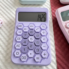 Fycan Mini Calculator 12 Digit Large LCD Display Big Buttons Easy To Press Non-Slip Base Desktop Handheld Small Calculator For Student, Office Work (Purple)