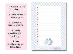 A5 Notes/To Do List Notepad, Beautiful Daily Checklist Pad, Tear-Off Sheets (Blue books) Pack Of 1