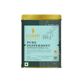 Luxmi Estates Pure Peppermint Herbal Tea - 25gm Tin, 0.8 Ounce | USDA Certified Organic Tea - Caffeine Free Herbal Tea | Rich In Antioxidants, Additives Free - Mint Tea Best For Night Time