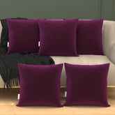 Microfiber Square Soft Pillow Cushion For Sofa & Bed, Purple - 16 X 16 Inch | Fluffy For Comfort & Back Support | Breathable, Washable | Premium Velvet Outer Cover With Zip - Pack Of 5