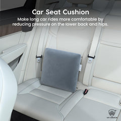 Memory Foam Square Cushion Pillow, For Car, Sofa & Diwan, Bed, Chair, Grey - 14 X 14 X 4 Inch | Highly Durable, Hypoallergenic, Adjustable, Velvet Cover, Multipurpose Use - Pack Of 2
