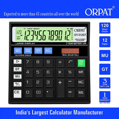 Orpat Ot 512 T Calculator | 12 Digits Display, Powered By Battery & Sola