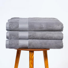 Himeya Bamboo Bath Towel 1500 Gsm | Ultra Absorbent 3x Softer Than Cotton Towels (Steel Grey) - Pack Of 3