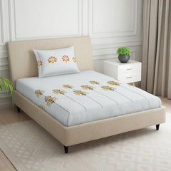 Single Bedsheet With 2 Pillow Covers (Size 60 X 88 Inches) Multicolor | 144 Thread Count Lightweight, Soft, Skin Friendly - Everyday Use Cotton Bedsheet
