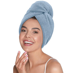 Mush Bamboo Hair Towel 300 Gsm | Ultra Soft, Absorbent & Anti Microbial Hair Wrap (Sky Blue)