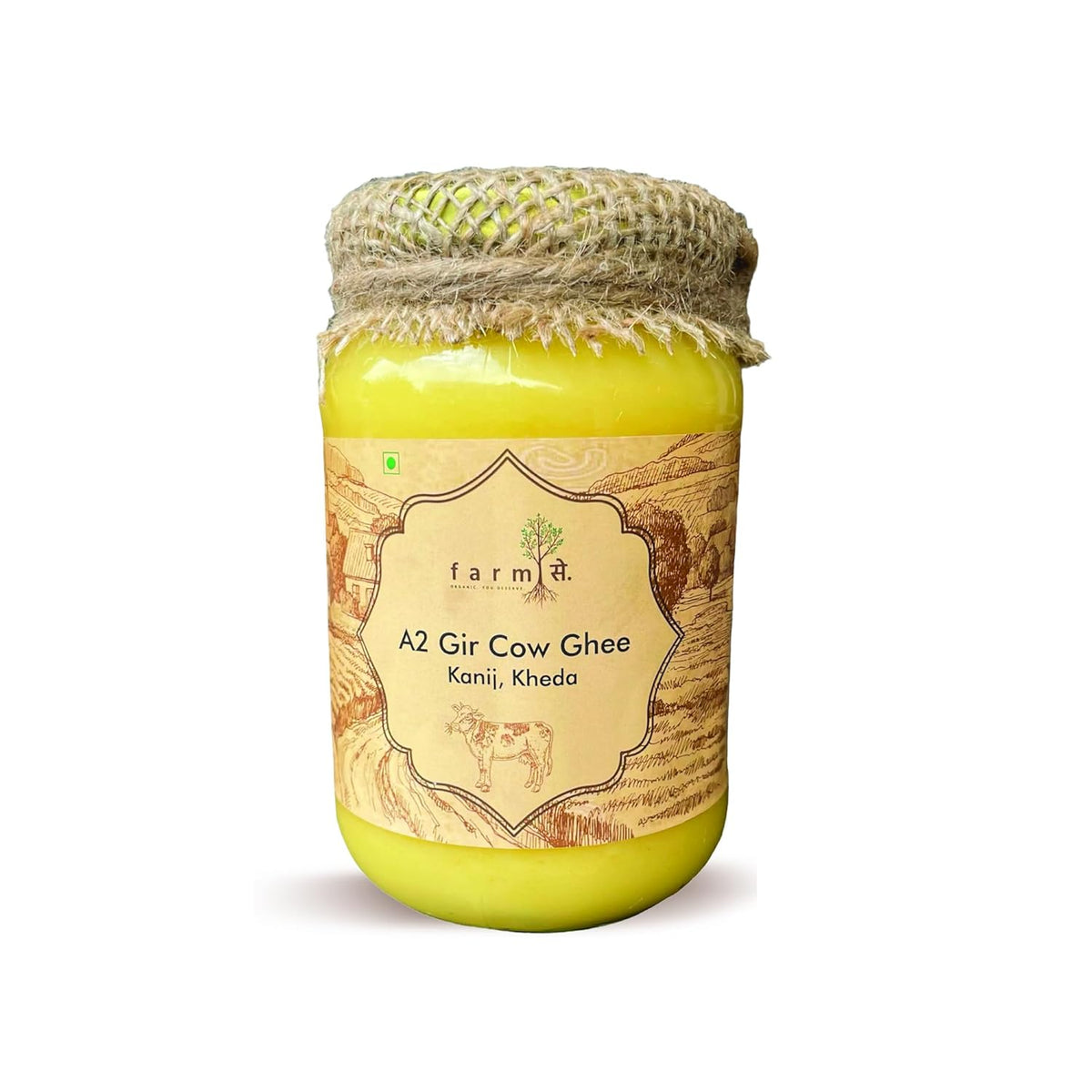 100% Natural A2 Gir Desi Cow (Kanij Kheda) Ghee By Farm ??. | Good Source Of Energy & Protein Fiber Healthy Desi Cow Ghee For Body Joint Pain | (1 Litre) 33.8 Ounce | Jar Pack