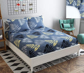 Double Bedsheet Queen Size Elastic Fitted With 2 Pillow Cover - 60 X 78 + 8 Inches, Grey & Black | Resistance & Wrinkle Recovery
