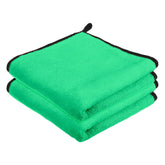Kuber Industries Microfiber Cleaning Towel 400 Gsm | Reusable & Water Absorbent Towels For Cleaning Glass, Kitchens & Bathrooms With Hanging Loop - Pack Of 2 (Green)