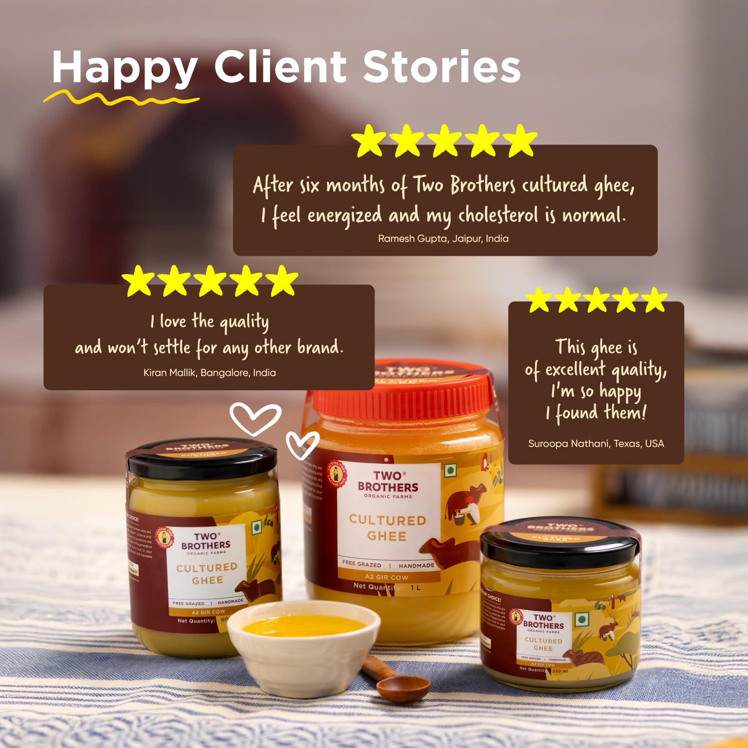 Organic Natural A2 Gir Cow Cultured Desi Ghee By Two Brothers Organic Farms | Naturally & Healthy Protein Fiber Desi Ghee Perfect For Baking | 2 Litre (1 Ltr * 2) 67.6 Ounce | Jar Pack Organic Natural A2 Gir Cow Cultured Desi Ghee By Two Brothers Organic Farms | Naturally & Healthy Protein Fiber Desi Ghee Perfect For Baking | 2 Litre (1 Ltr * 2) 67.6 Ounce | Jar Pack